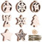 48 Stück Christbaumschmuck Holz, Weihnachten Holzanhänger Weihnachtsanhänger mit Saiten und Perlen für Weihnachtsbaumschmuck