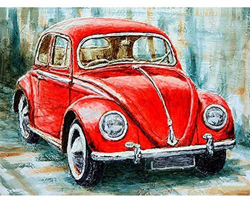 LSPZMD 5D Diamond Malerei Set,(Roter Käfer) Diamant Painting Full Kits,Handwerk Wie Stickerei Kreuzstich FüR Haus, Wand Und Eingang Dekorationen Sein AB0901-Round Drill,20x35cm