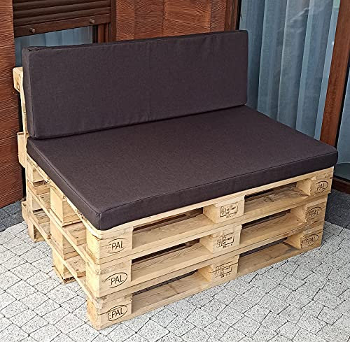 All4All Palettenkissen Sitzkissen für Europaletten Kissen Rückenkissen Bezug Schaumstoffplatte Paletenmöbel Gartenmöbel (Braun, Bezug +Schaumstoff 40x120cm)