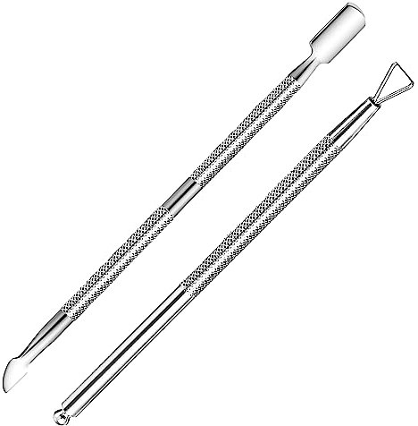 ARMIZ Pack of 2 Cuticle pusher tool kit, Stainless Steel Triangle UV gel nail polish remover tool and Double Ended nail Cuticle remover, Nail Polish Nail Art Remover Tools