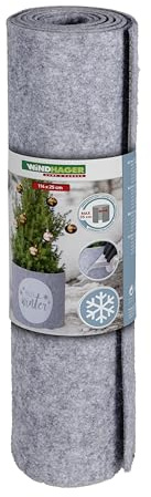 Windhager Deko-Filz-Topfschutz 'Hello Winter' M, 114 x 25 x 0,3 cm, Grau/Weiß, Winterschutz für Kübelpflanzen, Kälteschutz, Frostschutz, mit Klettverschluss, witterungsbeständig