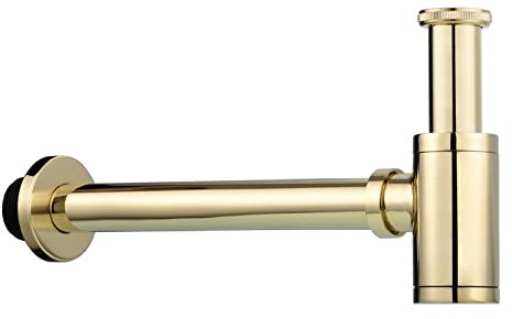 Tecmolog Siphon Lavabo Reglable 1 1/4 Laiton Tube de Syphon Salle de Bain, Or de Zirconium, WT07J