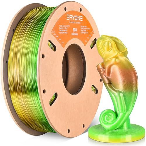 ERYONE TPU Filament 1,75 mm, 3D Drucker Filament TPU 0,5 kg 1 Spool, +/-0,05 mm, 95 A, Aurora Rainbow