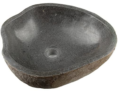 Sonlex Hand-Waschbecken aus Naturstein Aufsatz-Waschbecken Vulkanstein grau Ø ca. 33 – 45 cm, Gewicht: 16 bis 30 kg Hängewaschbecken Waschtisch