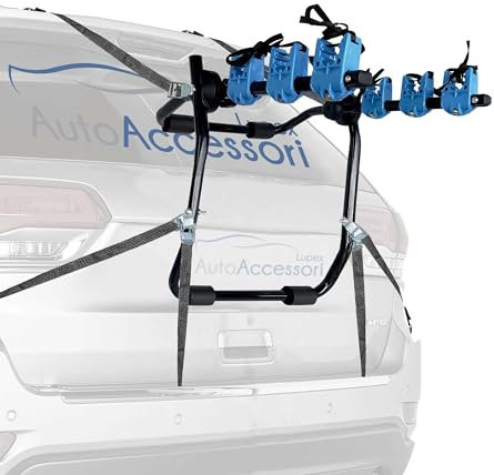 Auto Accessori Lupex PBAAL_B Portabici Universale Posteriore Auto | Fino a 3 Bici Peso Max Fino a 40 kg | Con 6 Ganci in Acciaio Zincato | Prodotto Omologato e Certificato