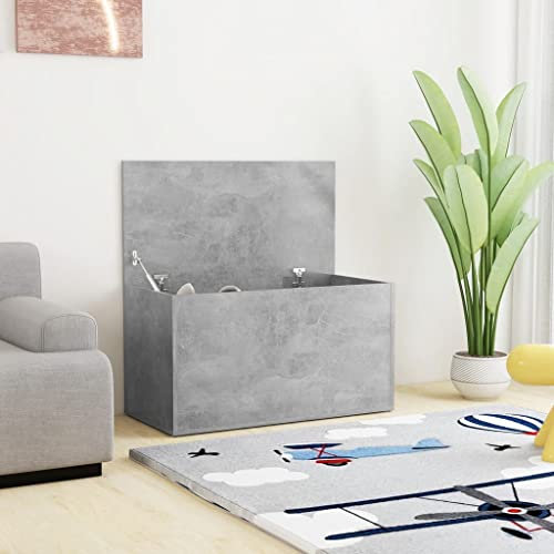 homiuse Aufbewahrungstruhe Betongrau Truhe mit Deckel Sitzbank Holztruhe Sitztruhe Truhenbank mit Stauraum Spielzeugtruhe Spielzeugkiste Holz Holztruhe mit Deckel Groß 84x42x46 cm Holzwerkstoff