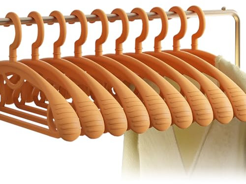 OYUEGE Um 360 Grad drehbarer Kunststoff-Kleiderbügel, extra dicker Kunststoff, breite Schulter, Standard-Kleiderbügel, ideal für täglichen Gebrauch, 10 Stück, Orange, Einheitsgröße, (OYUKPTYJ034-3)