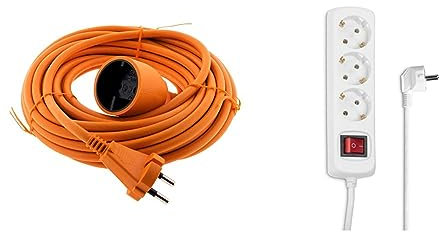 Prolongateur 16A HO5VV-F 2x1.5 Orange 10m & Hama Steckdosenleiste 3-Fach