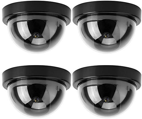 Blink Outdoor-Kamera-Attrappe, Überwachungskameras, Gefälschte D, Überwachungskameras, 4 Stück, Kuppelsimulationskamera, CCTV-Attrappe, Gefälschte Überwachungskamera mit (Black)