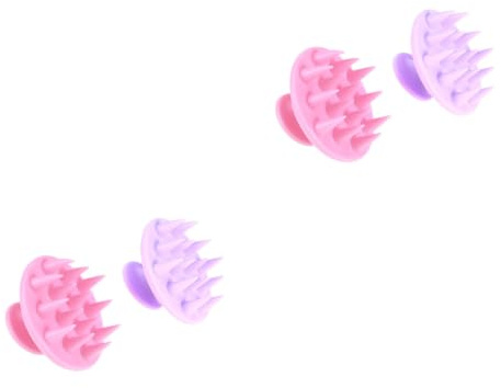 FRCOLOR 4stücke Silikon Shampoo Bürsten Kopfhaut Massagegerät Für Sanfte Reinigung Und Entspannung Für Zuhause Und Friseursalons Rosa Und