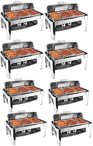 KUMIAO Set professionale di scaldavivande da 8 litri, padella, coperchio e supporto per carburante, per catering, buffet e scaldavivande