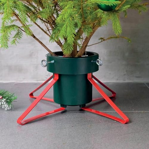 Just for Christmas Tree Stand for Real Trees Including 4 Screw Gripper To Hold Christmas Tree Firmly & 2 Litres of Water Space Large Xmas Tree Holder Ideal For Real & Artificial Trees Up To 2.4M High