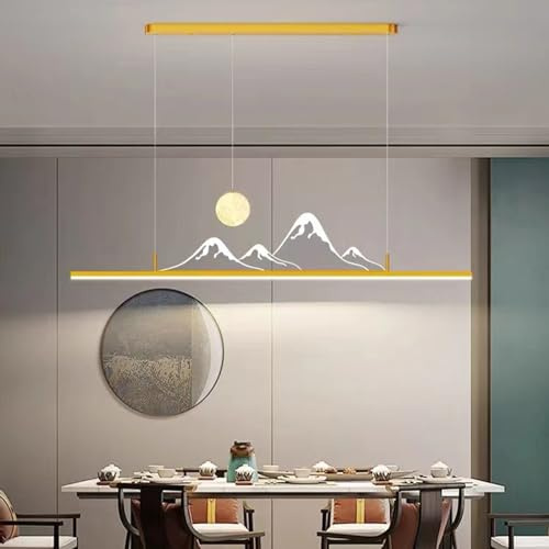 Moderne LED pendelleuchte Esstisch, kreativ LED Esszimmer hängelampe Dimmbar mit Fernbedienung Küchen Hängend Leuchte Modern Kronleuchter für Teetisch Couchtisch Deko Deckenlampe (Gold, L100cm)