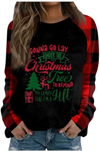 Übergroßer Hoodie Weihnachtsoberteile Weihnachtspullover Lustig Weihnachts Hoodie Pullover Damen Grün Sweatshirt Damen Lang Sweatshirt Damen Langarm Damen Pullover Lang Merry Christmas(4-Black,3XL)