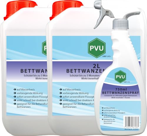 PVU Bettwanzen Spray 4,75 Liter | Langzeit Mittel gegen Bettwanzen | Bettwanzenspray für Matratzen auf Wasserbasis & Geruchlos | Hochwirksames Bettwanzen Mittel