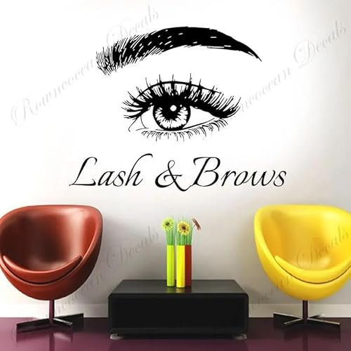 YOUSHIHUI Wimpern & Augenbrauen Fensteraufkleber Auge Schönheit Salon Vinyl Wandaufkleber Make-up Shop Dekor Tapete 75x57cm