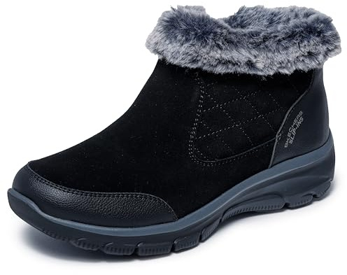 Skechers Women's EASY GOING - SMALL TOWNS - Hands Free Slip-Ins Relaxed Fit boot,Black, 8 M