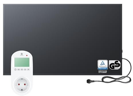 BR Bringer Infrarotheizung 800 Watt - mit Steck-Thermostat - Infrarot Elektroheizung Energiesparend - 5 Jahre Garantie, TÜV GS - Deutsche Qualitätsmarke (schwarz)