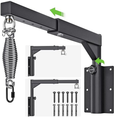 BeneLabel Boxsackhalterung, Wandhalterung Schwerer Kleiderbügel Hängeständer Federkarabiner Stille Rotation mit Einstellbarer Länge von 44-64cm & 33-45cm Höhe für Home Gym Indoor-Boxübung, 250-400lbs