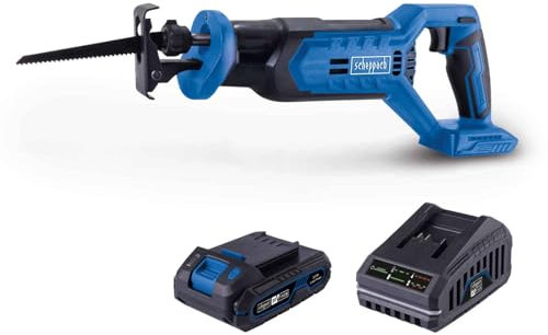 Scheppach Scie sabre sans fil C-RS100-X 20 V - Longueur de course : 20 mm - Profondeur de coupe : 115 mm (bois), 6 mm (acier légèrement allié, avec lame de scie adaptée) - Série IXES 20 V - Avec