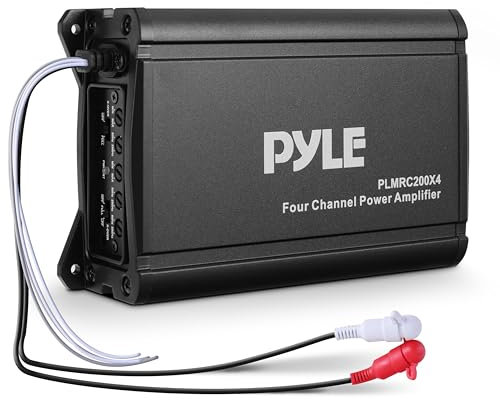 Pyle 4-Channel Waterproof Marine Amplifier, 600 Watt MAX, Car/Bluetooth/Stereo Amp, Rugged Design, RCA Out to Amplifier, Weather-Resistant, Marine Grade IP-X6, 6”x3.86”x2.36” Inch
