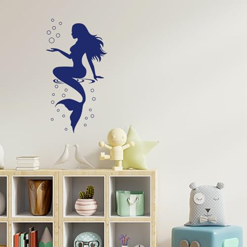astylishome Wanddeko Wandtattoo Meerjungfrau Mädchen 57 x 30 cm Wandsticker Kinder Wandaufkleber Badezimmer Kinderzimmer Babyzimmer Bad Wand Deko 0803