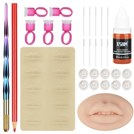 ATOMUS Microblading Pen Kit Komplettes Semi Permanent Lip Pen Kit Werkzeug für Professionelle Tattoo Lip Manual Pen 5RS 3RL Augenbraue Microblades Tattoo Zubehör