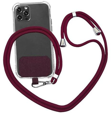 puyu zhe Cordón Correa Cuerda Universal,Parche Cadena de teléfono Llavero Cordón Compatible con la mayoría de los teléfonos inteligentes para Carcasa de teléfono(Vino rosso)