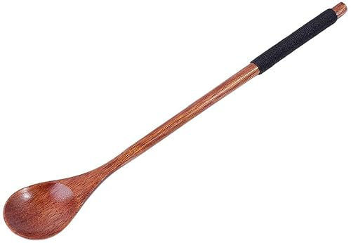 Chinese Style Eating Cooking Kitchen Long Handle Teaspoon Spoons Soup Spoon Wooden Spoon Coffee Spoon(A)