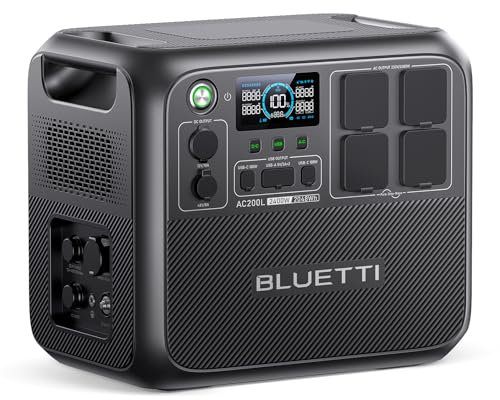 BLUETTI Station Électrique Portable AC200L, 2048Wh Batterie LiFePO4, Extensible à 8192Wh, 4 Sorties CA de 2400W (3600W Power Lifting), Le Produit n'a Pas été Utilisé (Reconditionné)