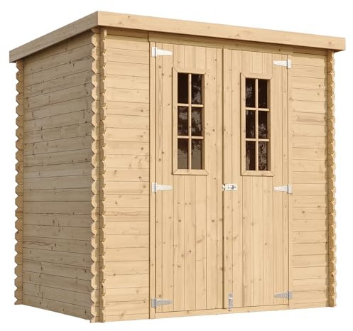 Abri de Jardin en Bois avec Sol TRAITÉ - Stockage extérieur l204xL142xH200cm//2.22m2- Petit abri à Outils, Local à vélos - TIMBELA M311C+M311G