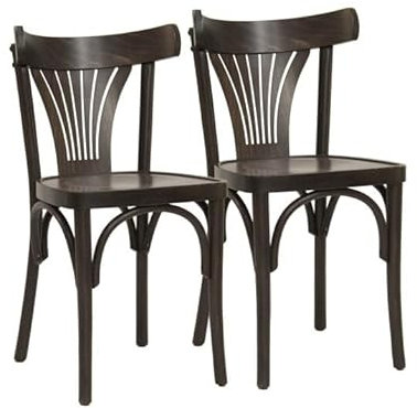 METRO Professional Chaises Lyra, Style Bistrot en Bois de Hêtre, Brun Noyer, Lot de 2, 80 x 44 x 49 cm