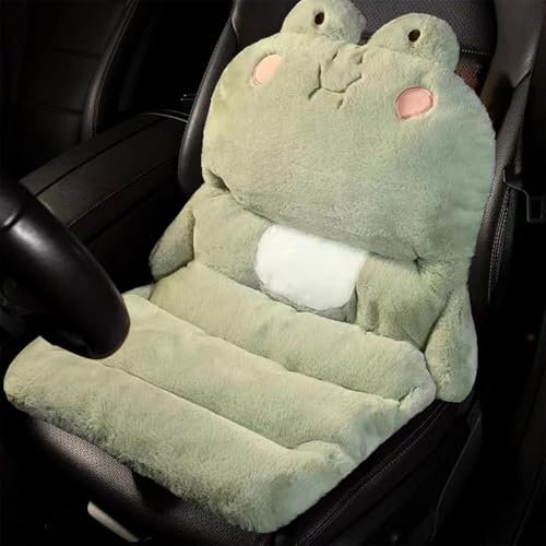 YongXinMY Non Slip Cartoon Animal Car Seat Cushion - Kawaii Plush Cute Chair Pad for Car Office Gaming Soft Warm Lumbar Support Pillow Cozy Seat Pad for Desk Sofa Bedroom Decor (Green)