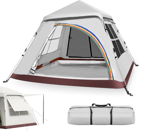wowspeed wowspeed Zelt 1 2 3 4 Personen Ultraleicht Camping Zelt Wasserdicht Campingzelt mit Vorzelt Pop up Wurfzelt Sonnenschutz Zelte für Outdoor Camping Trekking Wandern Garten Reise Festival(L)
