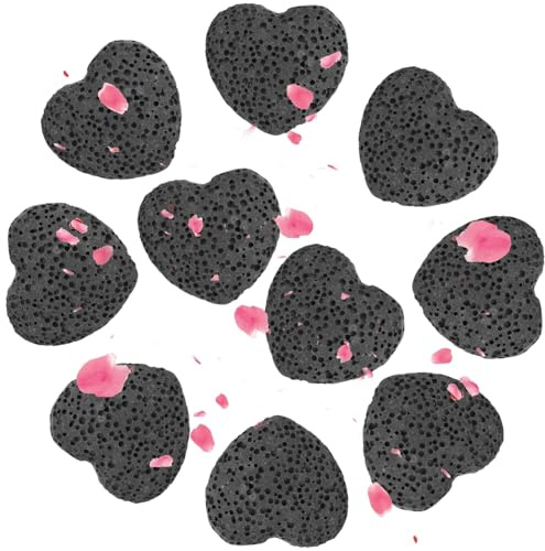 YOFAPA 10 PCS Rock ätherisches Öl Diffusoren, Herzform Lava Rock Stein Diffusor, schwarz Lava Rock Aromatherapie Diffusor, Tasche Stein Diffusor für Haus, Büros, Autos, Yoga, Sauna, SPA