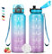 Gourde 1,5l, Gourde Sport, Gourde Anti-Fuite, Facile à Nettoyer, Gourde Graduée pour 1 Journee, Gourde Motivation avec Marqueur de Temps, Gourde Motivation, Bouteille pour Running, Voyage, Extérieur
