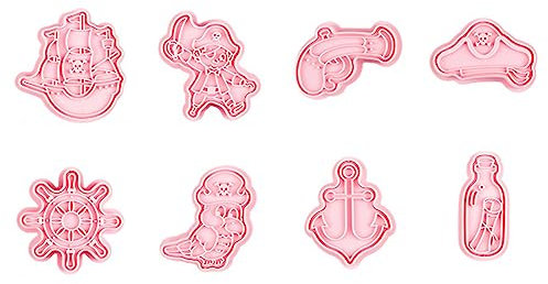 8 Stück Piratenschiff-Serie, Keks- und Stempel, Cartoon-Backformen, einfache Fondant-Kuchenform, Kuchendekoration