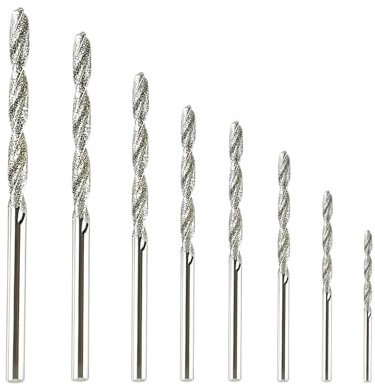 Juego de 8 Brocas Espirales con Punta de Diamante, Tamaños de 0,8 mm a 3,0 mm,para Perforar Vidrio, Metal, Conchas, Jade y Perlas, Herramientas de Alta Precisión para Diversas Aplicaciones