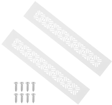 PATIKIL 10 x 2 Inch Door Air Vent Cover, 2 Pcs Heavy Duty Aluminum Grille Ventilation Cover Louvered with Mounting Screws for Cabinet Wardrobe Door, White