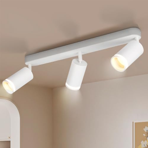 ARCYN LED Deckenlampe, schwenkbare Deckenleuchte GU10, modern für Wohnzimmer, Küche, Schlafzimmer & Flur, ohne Leuchtmittel (Weiß 3-flammige)