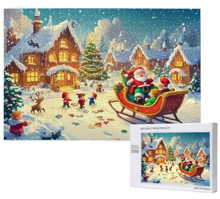 Puzzle 5000 Teile Weihnachten Puzzles für Erwachsene Schnee HD Puzzel Anspruchsvolles und Lustig Kreatives Unterhaltungsspiel, DIY Holzpuzzle für Erwachsene Als Feiertage Geschenk fur Frauen M-131