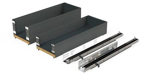 Emuca - Seitlich ausziehbarer Titan Simplex-Flaschenhalter mit Soft-Close, Ausziehbarer Flaschenwagen für Küchenschränke, Modul 200mm, Anthrazitgrau