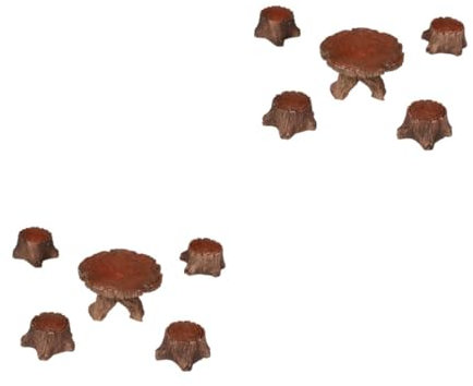 HEMOTON 2 Sätze Gartenmöbel Resin Teiliges Holzstamm und Stühle Deko für Micro Landschaften für Garten Puppenhaus und