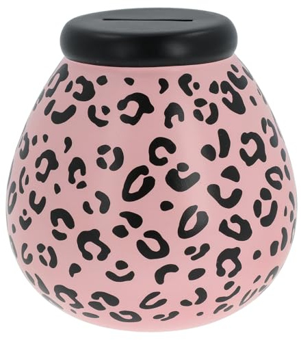 Pot of Dreams Hand Painted Pink Leopard Print Save And Smash Handcrafted Ceramic Money Box Piggy Bank | Perfect Decorative Gift and Saving for Self Care & family Vaction