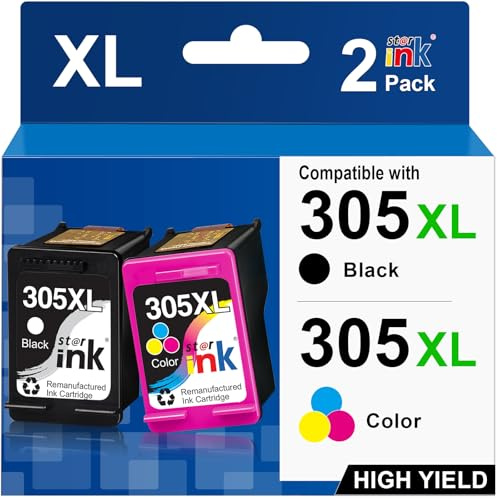 Starink 305XL 305 XL Patronen Kompatibel für HP 305 Druckerpatronen für DeskJet 2820e 4220e 2700 2720 2800e 2724 DeskJet Plus 4110 4120 Envy 6020e 6000 6032e 6420e 6010 6020 6400 6032 Schwarz Farbe