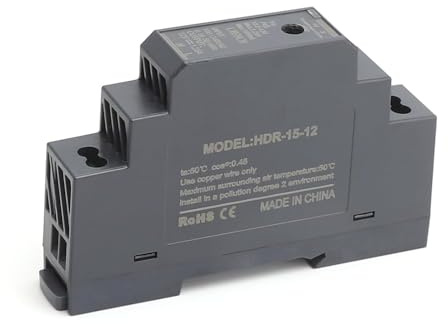 Alimentatore su Guida DIN 12V DC 1,25A 15 W, Ingresso 100-240V AC 50/60 Hz Trasformatore su Guida DIN per Automazione Domestica o Industriale