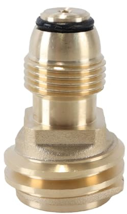 Gurtt POL-zu-QCC1-Gasflaschenadapter aus Messing. Wandelt das POL-Flüssiggasflaschen-Serviceventil in einen QCC1/Typ-1-Schlauch oder -Regler um. Geeignet für Grillabende im Freien.