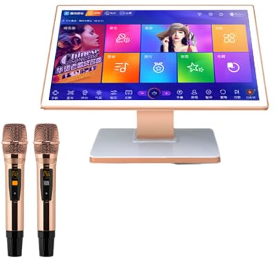 Reproductor De Karaoke Todo En con Pantalla Táctil, Audio Portátil, Bluetooth, 2 Micrófonos Wireless Y Proyección De Pantalla para Fiestas Y Familia(Desktop19.5in,4TB)