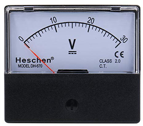 Heschen Voltmeter, rechteckig, analoge Anzeige, Volt-Spannungsprüfer Modell 670, DC 0-30 V, Klasse 2.0.