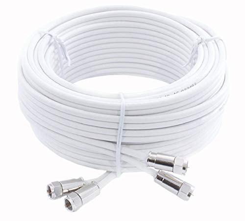 SSL Satellites 30 m Twin Satellite Shotgun Cable Extension Kit with Premium Fitted Compression F Connectors for Sky and Freesat - White (30M, WHITE)